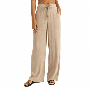 Women's White <b>Linen</b> Straight Fit Wide Leg <b>Pants</b> with Buttons Comfortable & Stylish Trousers - Product Image 1