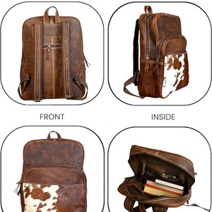 Export Quality Cowhide Leather Hair <b>Backpacks</b> Wholesale OEM Supplier Custom Logo Premium Lightweight Sports Outdoor 30-<b>40L</b> - Product Image 5