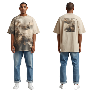 T-shirt Homme Premium Oversize Personnalisable, Impression Numérique Artistique Inspirée de la Tempête, Sérigraphie Haute Densité, 100% Coton - Product Image 1