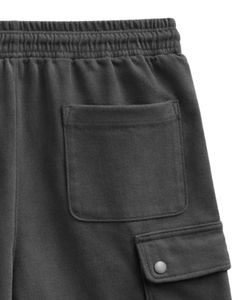 Shorts cargo gris anthracite pour homme, taille élastique avec cordon de serrage, style streetwear décontracté, avec poches latérales, shorts d'été OEM - Product Image 5