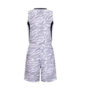 Ensemble de maillots de basket personnalisés sans manches, col en V, imprimé géométrique blanc, polyester respirant, pour hommes, toutes saisons - Product Image 4