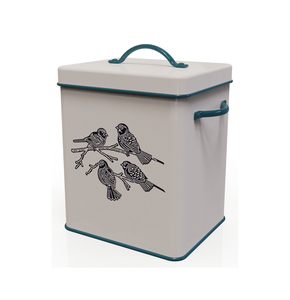 Flower Food Storage Container Rectangle Metal Enameled Airtight Kitchen Use with Metal Lid and Handle - Product Image 2
