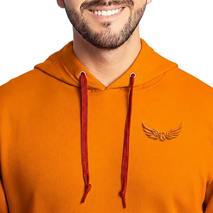 Sweat-shirt à capuche rouge pour homme, 100% coton molletonné, coupe classique, couleur unie, tricoté, vêtement d'automne - Product Image 6