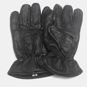 Gants en cuir thermiques d'hiver à écran tactile, couleur noire, pour hommes, avec doublure en laine, fabriqués au Pakistan - Product Image 2