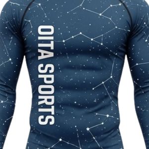 Camiseta de Compresión Azul Marino de Manga Larga con Estampado de Constelaciones, para Entrenamiento Atlético, Gimnasio, Ejercicio, Transpirable, Sublimada, de Alto Rendimiento - Product Image 6