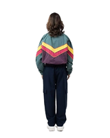 Veste coupe-vent rétro sport colorblock vert et violet, anorak de sport, veste coupe-vent imperméable en nylon, veste coupe-vent d'extérieur