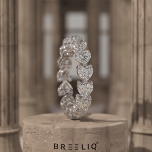 14K Solid Gold Heart Shape Lab Grown Diamond Eternity Ring Romantic Wedding Band for Women - Product Image 1