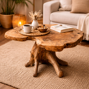 ARTERRA Luxury Handcrafted Antique Rustic Teak Root Coffee Table Living Room Furniture Unique Wood Grain <b>Pattern</b> Eco-Friendly - Product Image 3