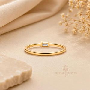 Emerald Cut Moissanite Solitaire <b>Ring</b> <b>Dainty</b> Minimalist <b>Gold</b> Engagement Promise <b>Ring</b> Custom Fine Jewelry Wholesale Manufacturer - Product Image 3
