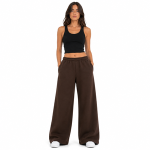 Custom Women Baggy Sweatpants Wide Leg <b>Trousers</b> <b>Elastic</b> <b>Waist</b> Casual Pants Solid Color Custom Womens Baggy Sweatpants <b>Trousers</b> - Product Image 1