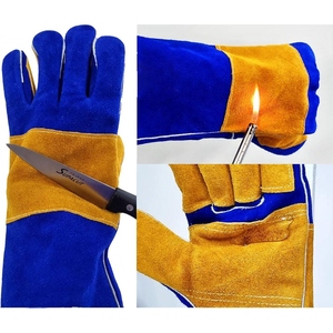 Guantes de Soldadura de Cuero Vacuno de Primera Calidad, Resistentes, Suaves y Cómodos, Resistentes a la Abrasión, Guantes para Barbacoa - Product Image 6