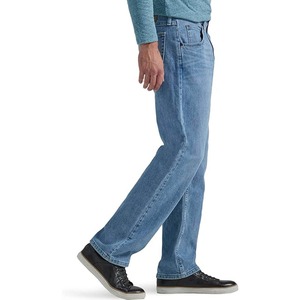Jeans de mezclilla para hombre, lavados con efecto desgastado, de peso medio, corte regular, casuales, azules, de algodón, para otoño. - Product Image 2