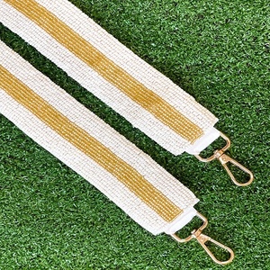 Handmade Striped Beaded Cotton Foundation Sports Style Purse Strap-Fashion Trendy <b>Clear</b> Bags Replacement. - Product Image 6