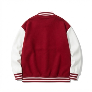 <b>Men's</b> Trendy Two Tone Varsity Bomber <b>Jacket</b> Casual <b>Baseball</b> Style Outerwear Waterproof Windproof Polyester/Cotton Ribbed Trim - Product Image 3