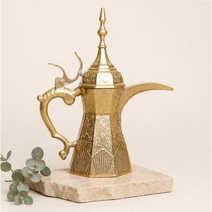 Cafetera Dallah Árabe Hecha a Mano en Latón, Diseño Tradicional de Lujo de Oriente Medio para Regalo de Ramadán y Eid, Tetera Árabe - Product Image 4