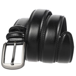 Cinturón Formal de Cuero Negro, Hebilla de Acero Rectangular, Moldeado en una Sola Pieza, Cinturón de Vestir Duradero para Hombre - Product Image 2