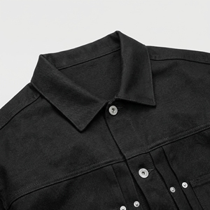 แจ็คเก็ตยีนส์สีดำแบบ Trucker |   เสื้อโค้ทเดนิมทรงโอเวอร์ไซส์สไตล์สตรีทแวร์ติดกระดุม |   แจ็คเก็ตเดนิมฟอกสีแบบหนา |   ผู้ผลิต OEM ตามสั่ง - Product Image 3