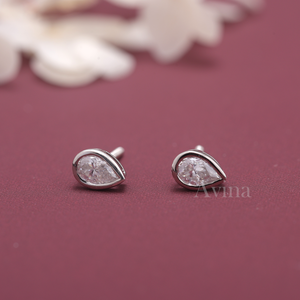 IGI Certified Lab Grown Diamond Pear Bezel Stud <b>Earrings</b> Solid 925 Sterling Silver Pear Cut Screw <b>Back</b> Diamond <b>Earrings</b> - Product Image 5
