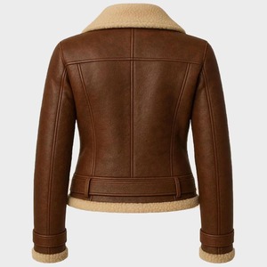 Genuine Sheepskin Leather Aviator Jacket Women's Biker <b>Coat</b> - Product Image 4