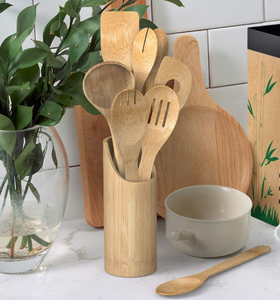 Ustensiles de cuisine réutilisables en bambou - Cuillères et spatules de cuisson en bambou, ensembles d'outils de cuisine pour poêles et ustensiles de cuisson antiadhésifs - Product Image 4