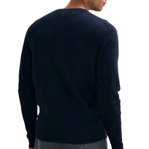 <b>Mens</b> <b>Navy</b> Blue Solid Crew Neck Long Sleeve Sweater Soft Knits Pullover Casual with Ribbed Collar Cuffs Hem Daily 4XL - Product Image 2
