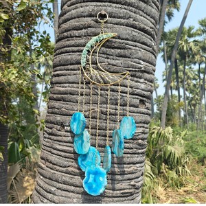 Handmade Blue Agate Moon Shape Wind Chime for Home Decoration Wholesale - Product Image 1