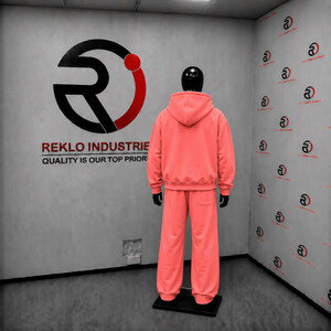 Conjunto de Sudadera con Capucha Oversize Rosa Coral para Hombre y Mujer, Sudadera Lisa con Capucha y Pantalones Deportivos de Pierna Ancha, Estilos Casuales de Streetwear - Product Image 4