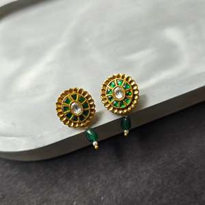Asscher Cut Zircon Stud Earrings in Gold Plated Brass - Product Image 2