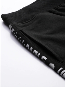 Pantalon de jogging décontracté en molleton de coton noir pour homme, taille élastique avec cordon de serrage, idéal pour l'hiver - Product Image 3