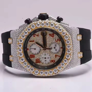 Mens Square <b>Case</b> Glass Dial <b>Coin</b> Type Iced Moissanite Diamond Luxury Quartz Analog Watch for Hip Hop Style and Fashion Wear - Product Image 5