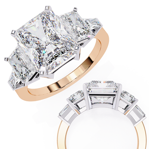 Bague Trilogie Élégante et Éclatante en Or 18K avec Diamant de Laboratoire Taille Baguette 0,50 Carat, Finition Haut de Gamme, Meilleur Prix, Tendance - Product Image 3