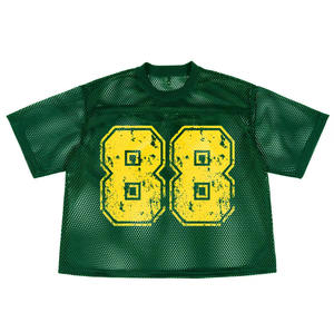 เสื้อฟุตบอลตาข่ายโอเวอร์ไซส์แบบสั่งทำพิเศษสำหรับผู้ชาย ลายพิมพ์วินเทจแบบทำเก่า เสื้อครอปฟุตบอล ระบายอากาศได้ดี สไตล์สตรีทแวร์ - Product Image 1