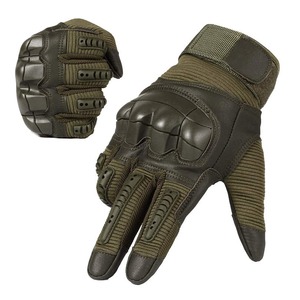 Tactical Leather Gloves Full Finger Adjustable Wrist <b>Strap</b> Non-Slip Outdoor Protection for Men - Product Image 1
