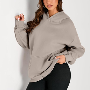 Sudadera con Capucha Holgada para Mujer, Sudadera de Algodón Suave con Bolsillo Tipo Canguro, Moda Casual Otoño Invierno - Product Image 1