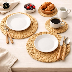 Meilleure Vente Tapis de Sol Tressé à la Main en Jacinthe d'Eau, Style Bohème, Léger, Écologique, Lavable, Antidérapant, Réutilisable, Diamètre 500mm - Product Image 2