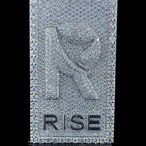 Personnalisable Hommes Hiphop 925 Argent Sterling Solide Glacé Moissanite Plaque Pendentif avec Plaqué Or Logo Personnalisé Pendentif en Diamant - Product Image 4