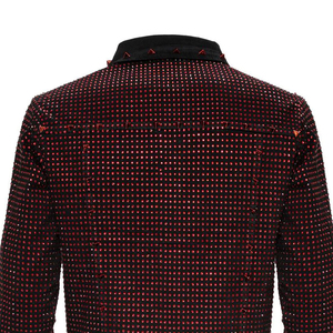 Veste en jean pour homme avec strass, veste personnalisée ornée pour le streetwear et les clubs - Product Image 6