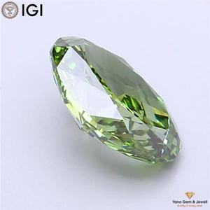Diamant de laboratoire CVD de 3,00 carats, de forme ovale, de couleur vert vif fantaisie, de clarté VVS2, avec certificat IGI, idéal pour les bagues - Product Image 3