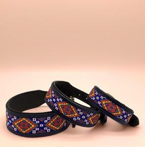 Elegant Handcrafted Dog <b>Collar</b> and Leash Set Made with Premium Leather And Detailed Bead Embroidery Dog <b>Collar</b> - Product Image 1