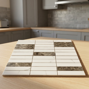 Design moderne linéaire dosseret mosaïque carreaux de mur diamant hexagonal Cube bande aléatoire porcelaine miroir verre 3D Look - Product Image 1