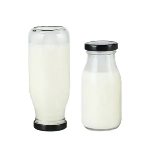 Wholesale Beverage Bottle 200ml 300ml 500ml 1000ml Milk Bottle With Metal Lids Vintage Reusable Milk Glass Milk Jug