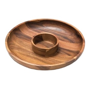 Precio al por mayor de astillas de madera y bandeja para servir inmersión elegante plato de madera de acacia para aperitivos con cuenco separado para DIPS último Chip & DIP - Product Image 1