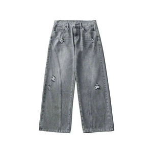 Primmum Quality Men's Slim Fit Washed <b>Distressed</b> Baggy Denim Jeans Pants Comfortable Streetwear Casual Jeans Custom Design - Product Image 5