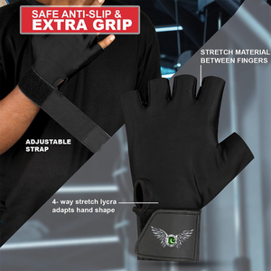 Gants de fitness respirants à demi-doigts pour l'entraînement en salle de sport, la musculation, les exercices, gants de fitness personnalisés avec grip en silicone - Product Image 4