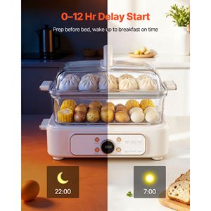 เครื่องนึ่งอาหารไฟฟ้า 6.3 ควอร์ต 2 ชั้น ถาดสแตนเลส 1200 วัตต์ สำหรับนึ่งผัก 1-3 ที่เสิร์ฟ - Product Image 5