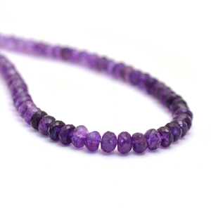 Cuentas facetadas de amatista natural africana de 5 mm, calidad AAA+, en forma de rondel, piedras semipreciosas con tonalidades para la elaboración de joyería. - Product Image 1