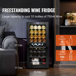 Frigorifero Cantinetta Vino a Doppia Zona da 32 Bottiglie, Indipendente, con Controllo Digitale, Doppia Temperatura, Vetro Temperato, Installazione Mini - Product Image 2
