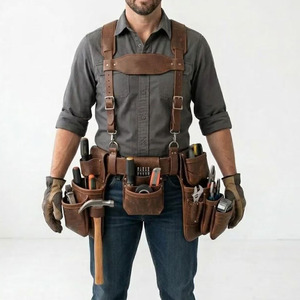 Ceinture porte-outils en cuir véritable de qualité supérieure avec design ajustable pour les charpentiers, électriciens, constructeurs et entrepreneurs - Product Image 5