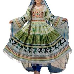 Salwar Kameez Afgano Kuchi Hecho a Mano, Étnico, Tribal, Tradicional, Bordado, de Seda Georgette, Ajustado, para Fiesta, Personalizado para Mujer - Product Image 1