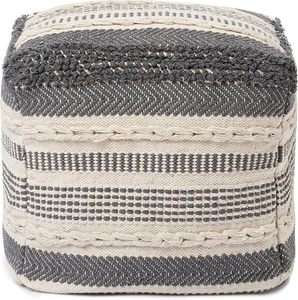 Produit exclusif 2026 : Tabouret décoratif en macramé gris doux pour intérieur et extérieur, idéal pour la maison, le bureau, le salon et la salle de jeux - Product Image 4